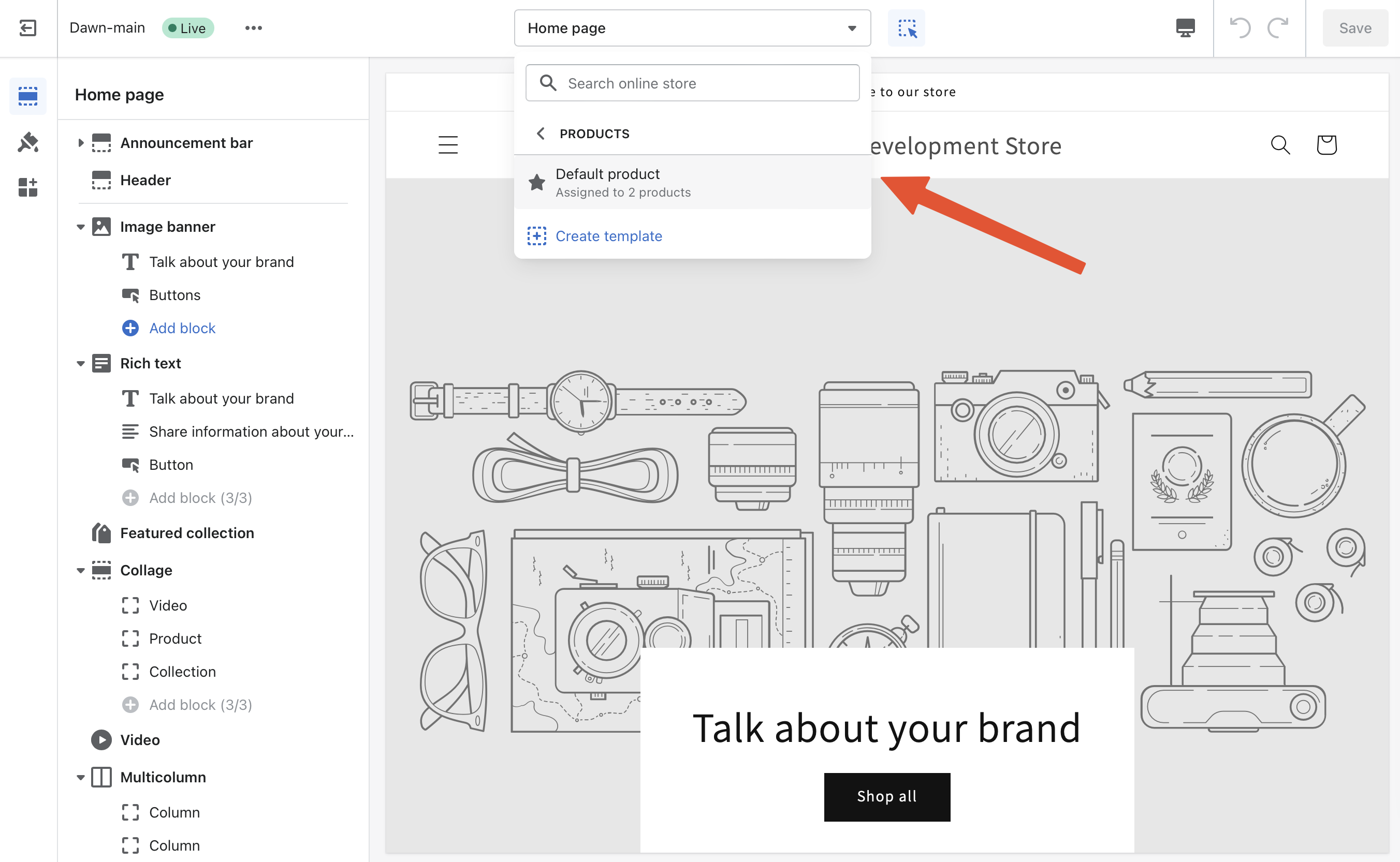 Products page customization